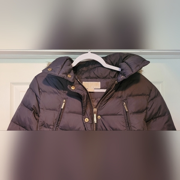 $350 Women's Michael Kors Gunmetal Gray Full Length Puffer Faux Fur Lined Hood M - Picture 2 of 11